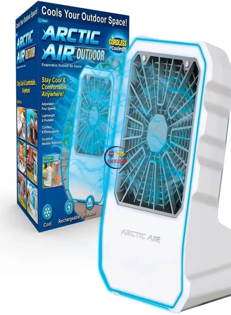 مبرد هواء خارجي محمول Arctic Air Outdoor – مبرد تبخيري لاسلكي قابل للشحن عبر USB مع 4 سرعات ومقبض حمل مدمج 5