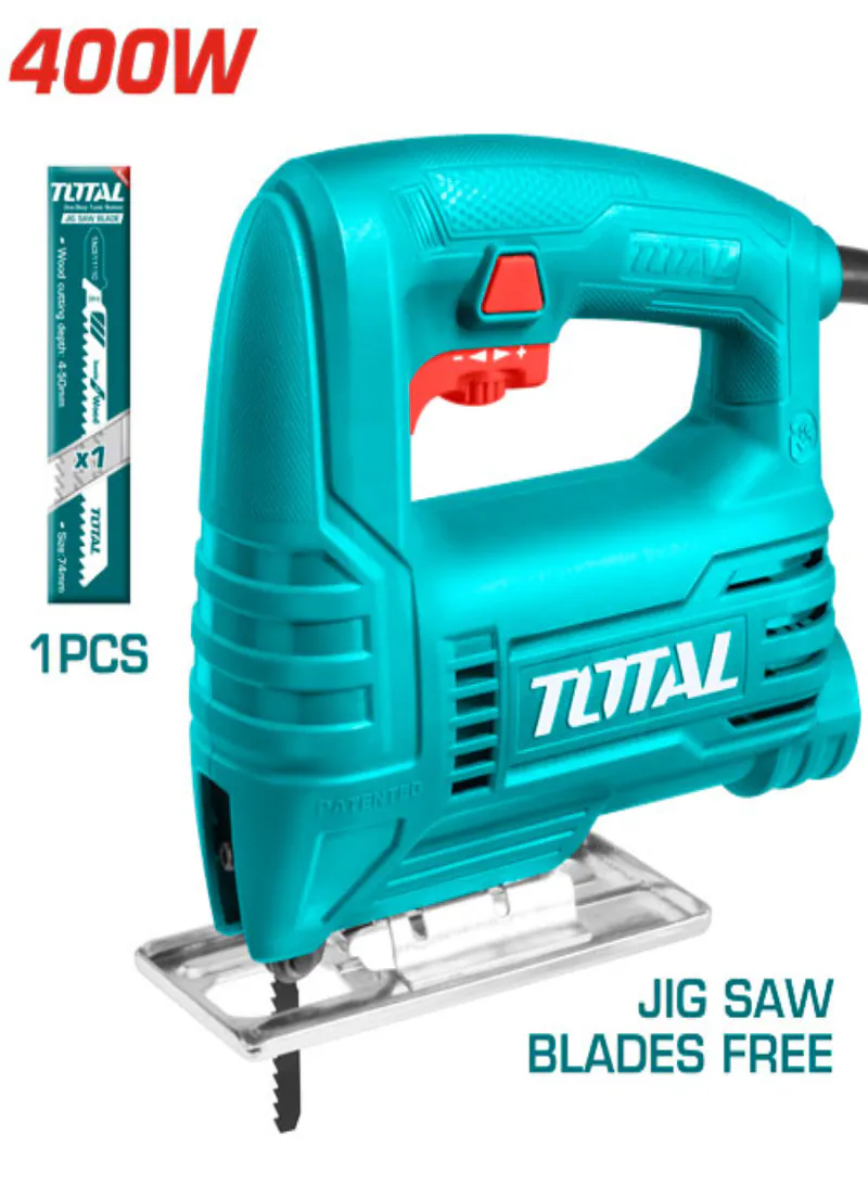 TOTAL 400W Variable-Speed Electric Jigsaw – 55mm Wood-Cutting Capacity