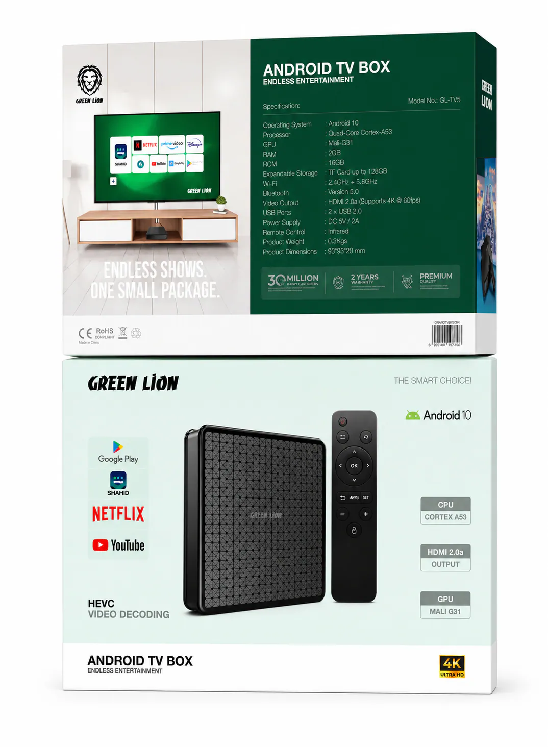 Green Lion Android TV Box 4K 2GB/16GB with Remote Control – Black 4