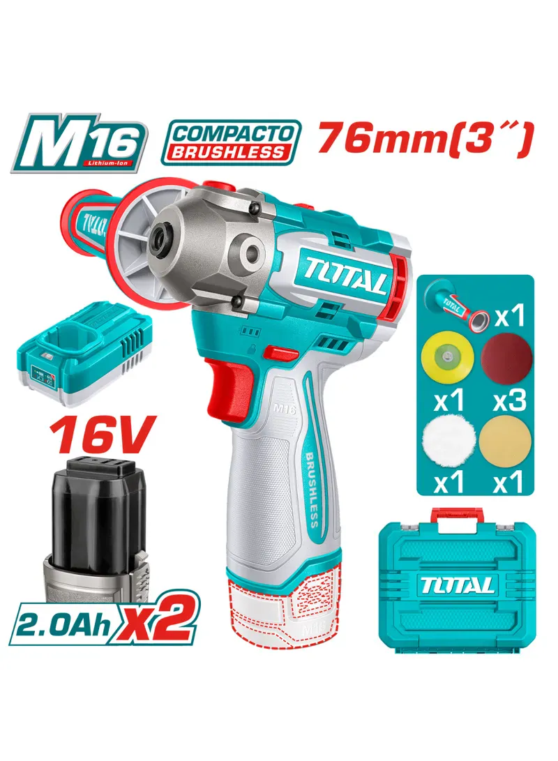 Total Cordless Drill Polishing Tool with 2×2.0Ah Batteries 2