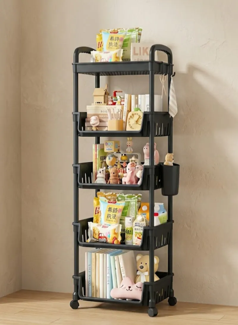 Multi-Function Ground Storage Rack – 5 Tier Rolling Organizer Cart