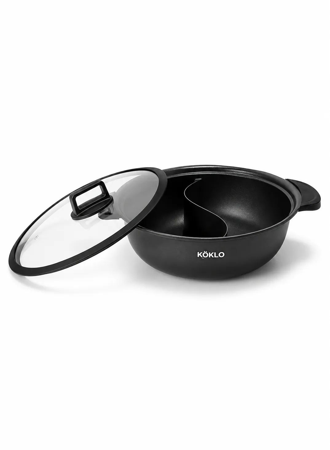 Köklo 30 cm Divided Cooking Pot with Silicone Glass Lid | Premium Non-Stick