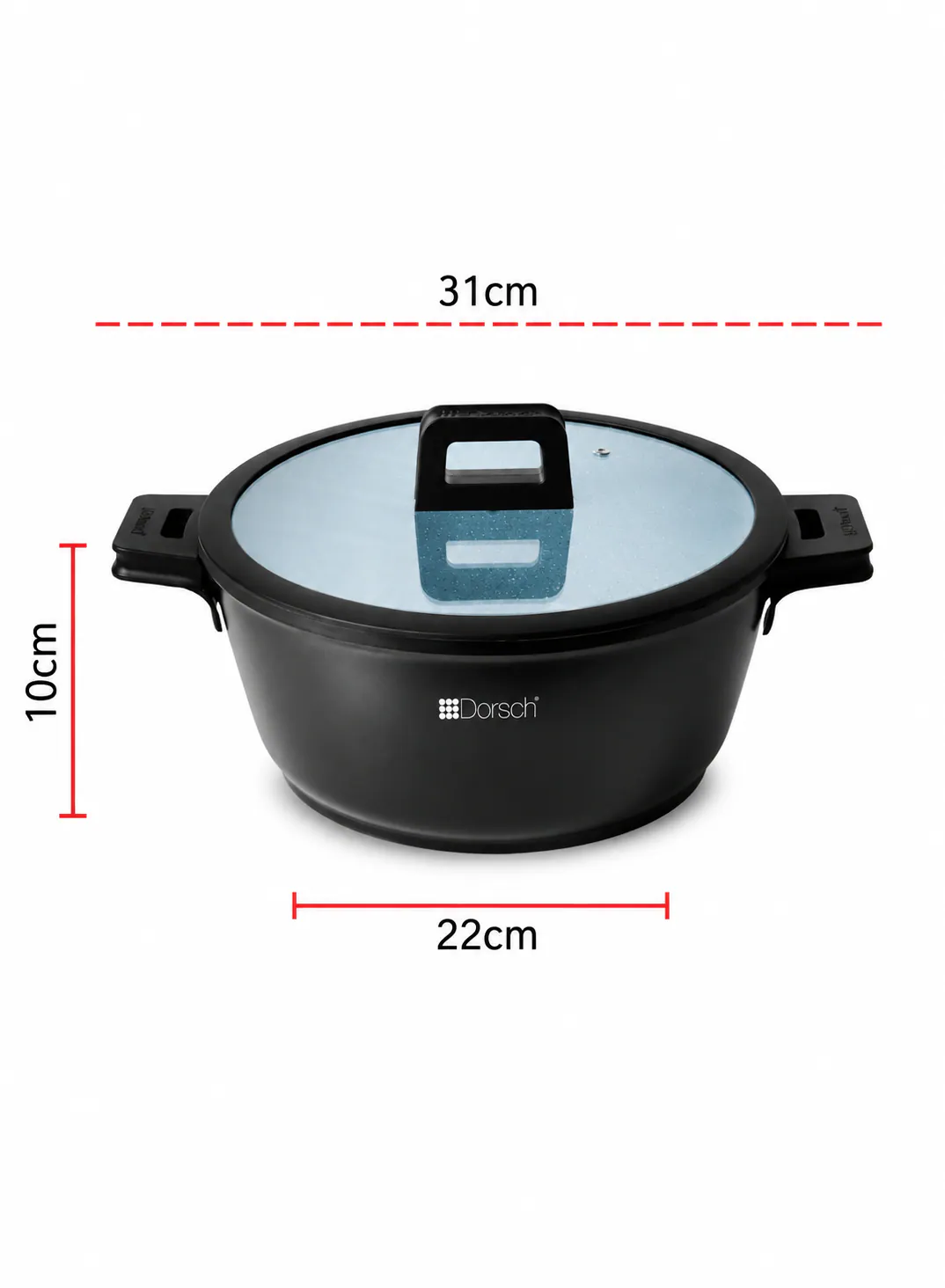 Dorsch Casserole Ø22cm – 3L | Marble Ceramic Non-Stick with Glass Lid 3
