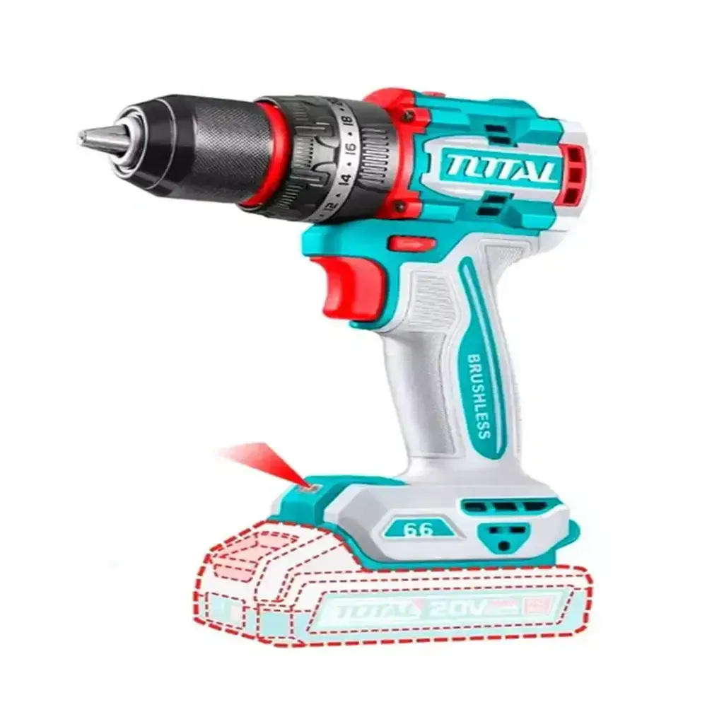 Total 20V Compact Brushless Cordless Impact Drill 66Nm