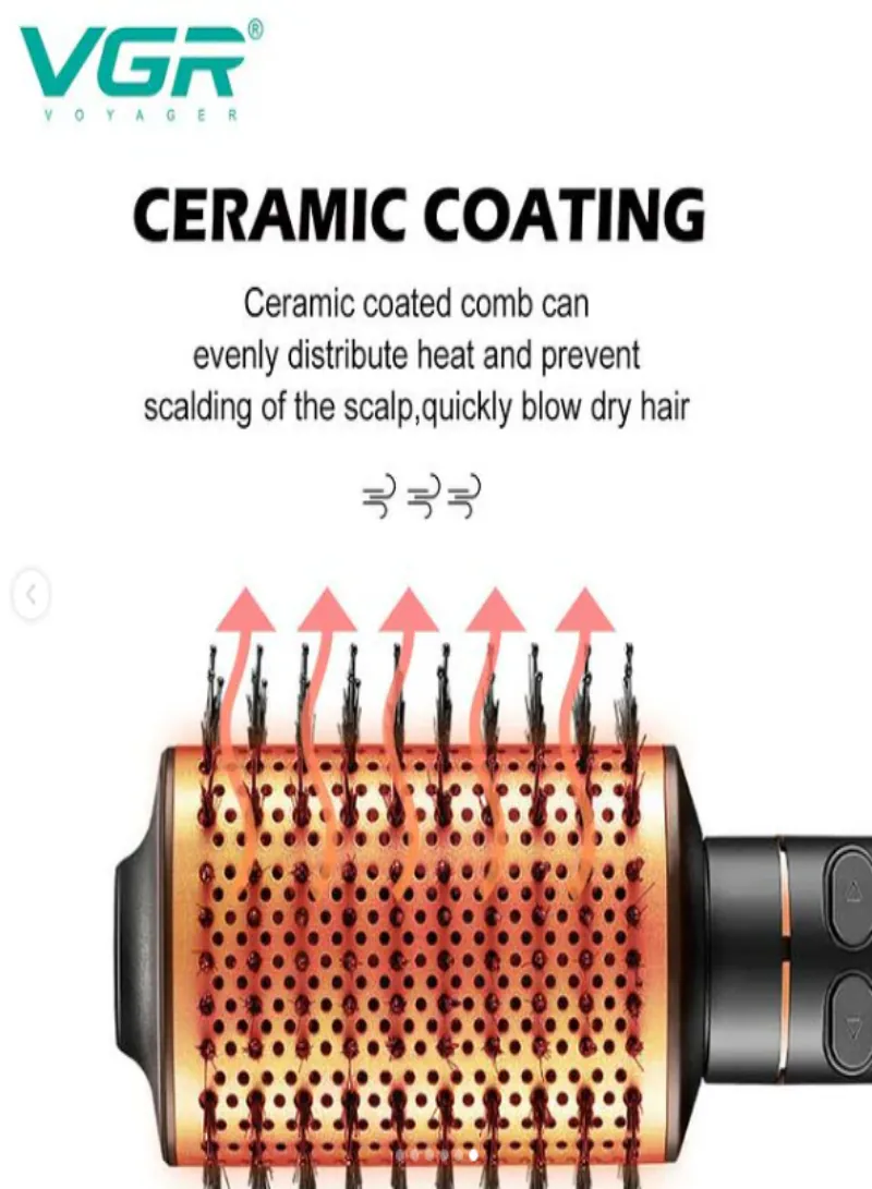 VGR Rotating Hot Air Brush Comb V-494 – Black 3