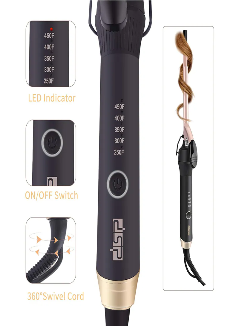 DSP 20106 Professional Hair Curler 19mm – Ceramic Coating Curling Iron with PTC Heating & Temperature Control 2