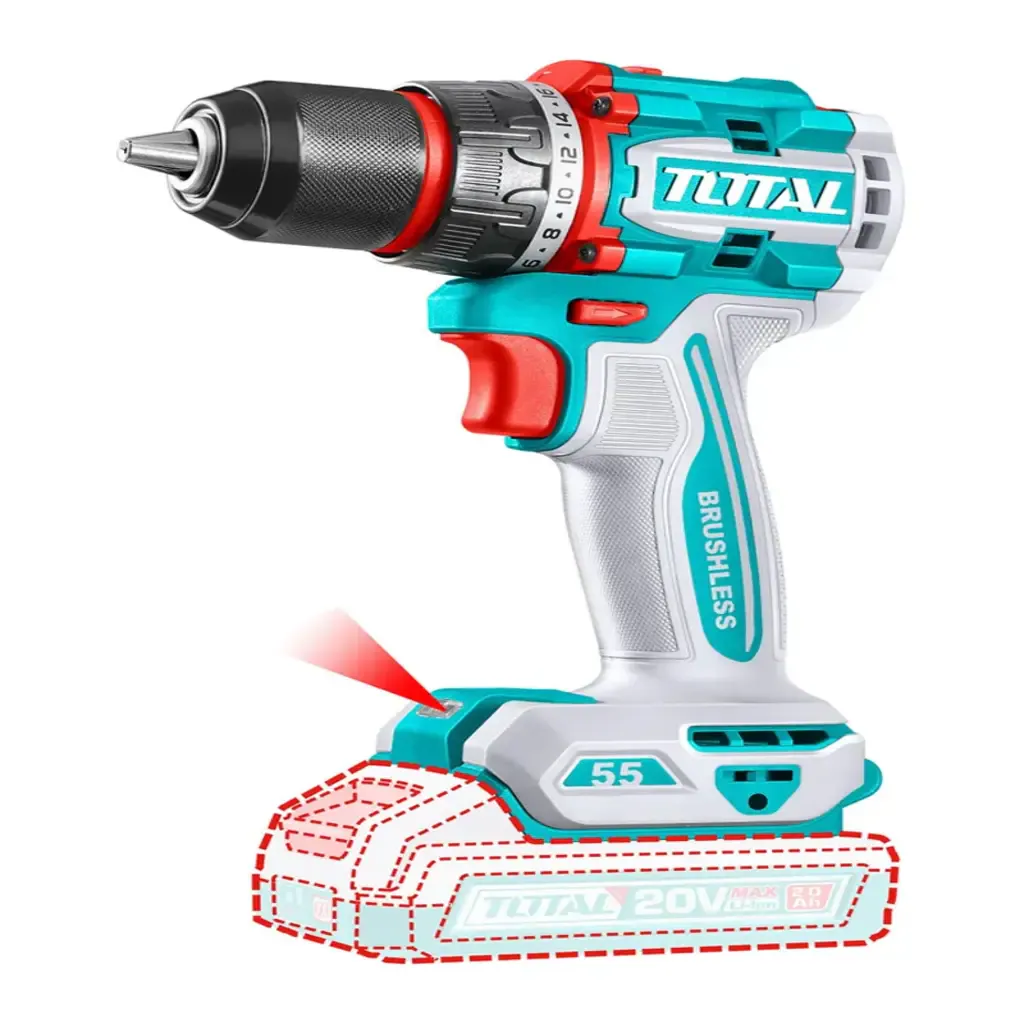 Total 20V Compact Brushless Cordless Drill 55Nm