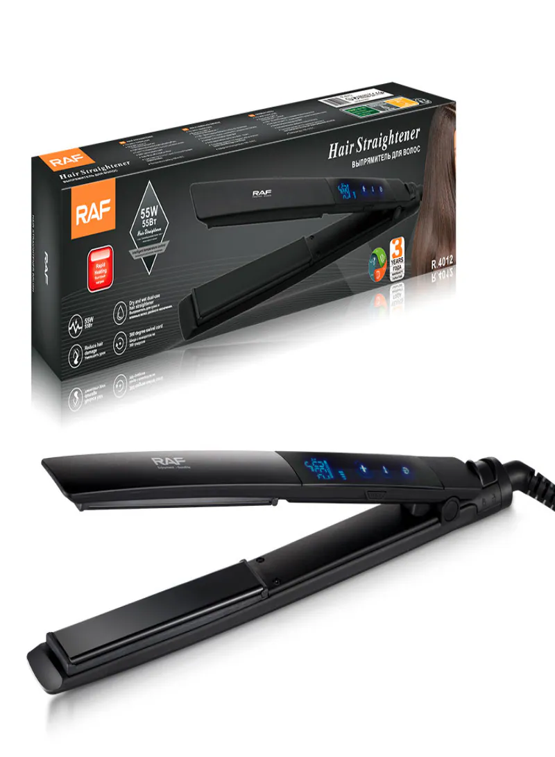 RAF R.4012 Black Hair Straightener – Dry & Wet Dual Use Straightener Designed to Reduce Hair Damage