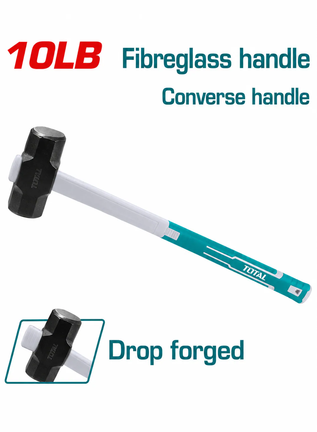 TOTAL 10LB Sledge Hammer with Fiberglass Handle – 4.5kg