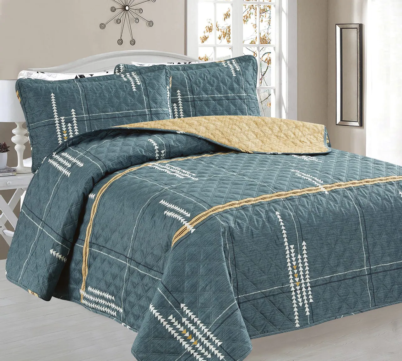  SINGLE - Luxury Quilted Bedspread Set – Soft Modern Comforter Cover-6