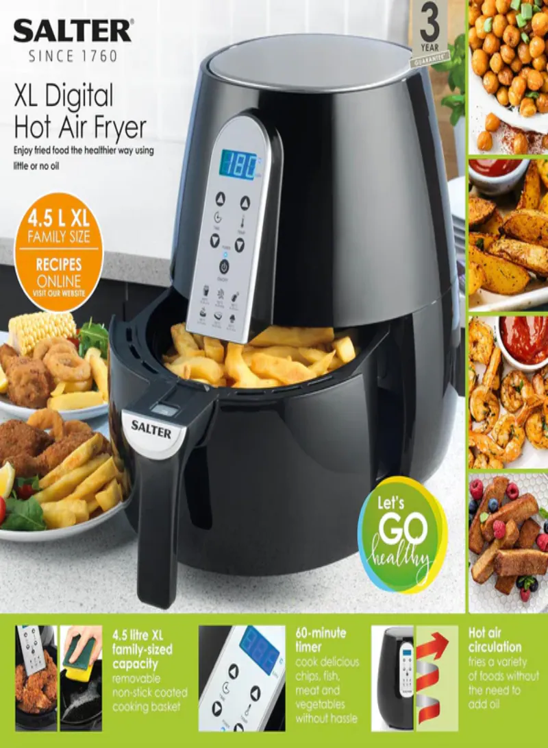 Salter EK2559 4.5L Digital Air Fryer / XL Digital Hot Air Fryer 4