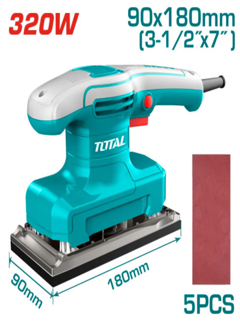 TOTAL 320W Industrial Orbital Sander with Aluminum Base – 90 × 180mm