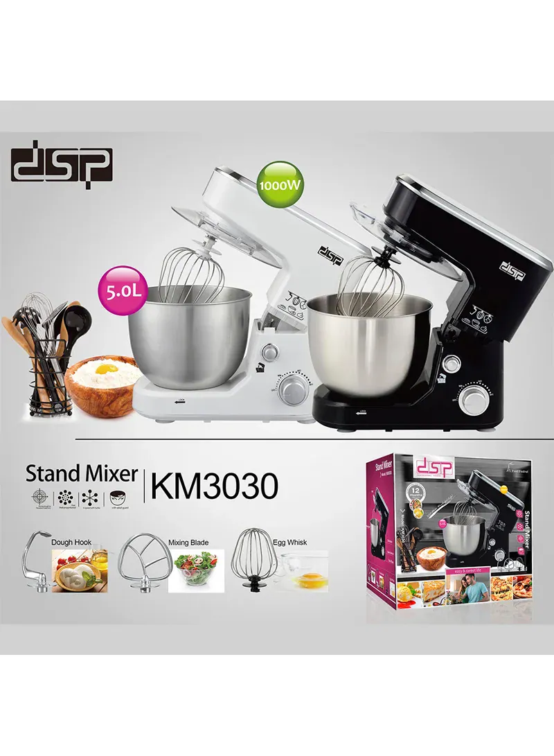 DSP KM3030 Professional 3-in-1 Stand Mixer 1000W – 5L Stainless Steel Bowl Mixer with 10+ Speed Control 6