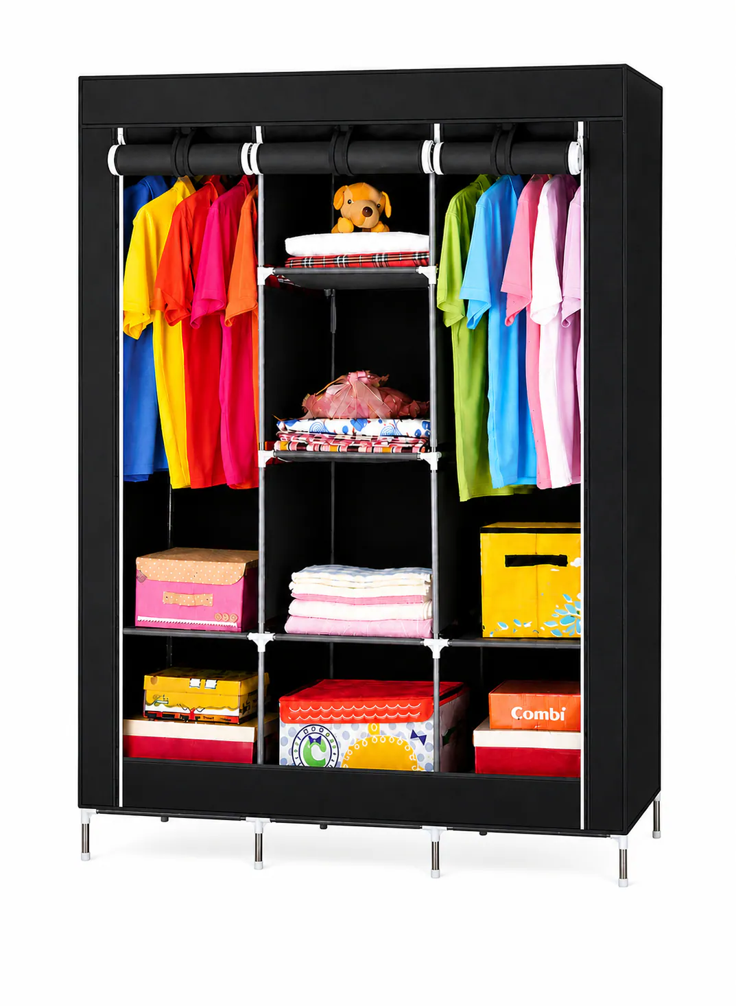Portable Double Wardrobe with Non-Woven Fabric Cover & 8 Shelves – 130 × 45 × 175 cm | Model 88130 4