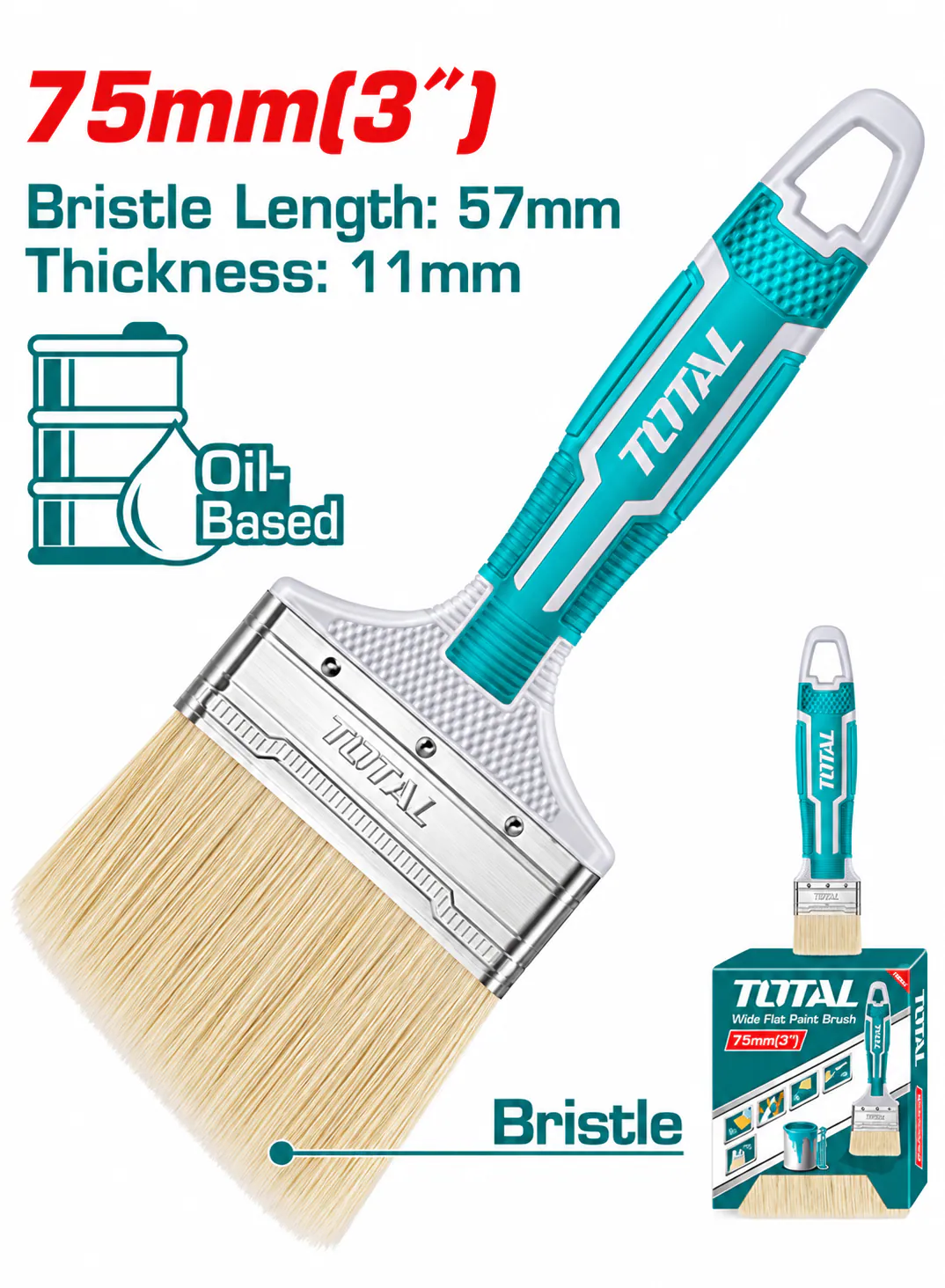 TOTAL 3" Industrial Paint Brush – 75mm