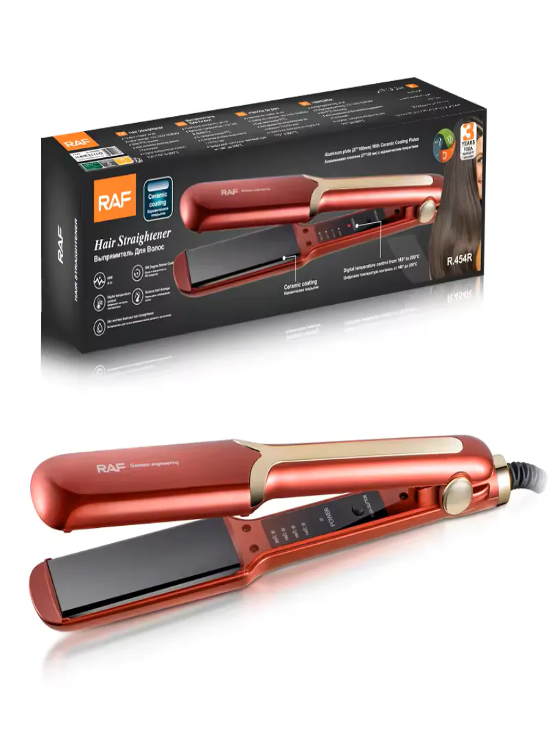 RAF Extra-Wide PTC Flat Iron Hair Straightener – Ceramic Coated Hair Straightener with 5 Adjustable Temperature Settings