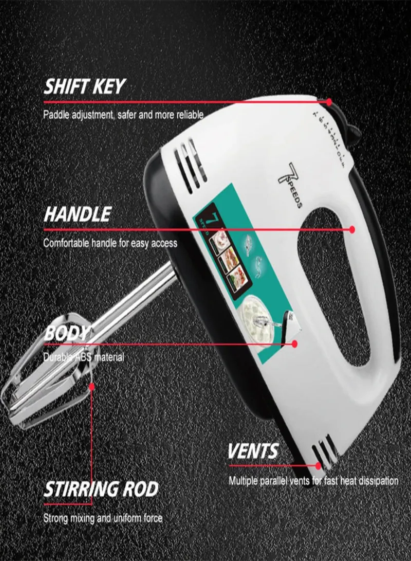 RAF Hand Mixer R6633B 260W – 7 Speed Electric Kitchen Mixer 4