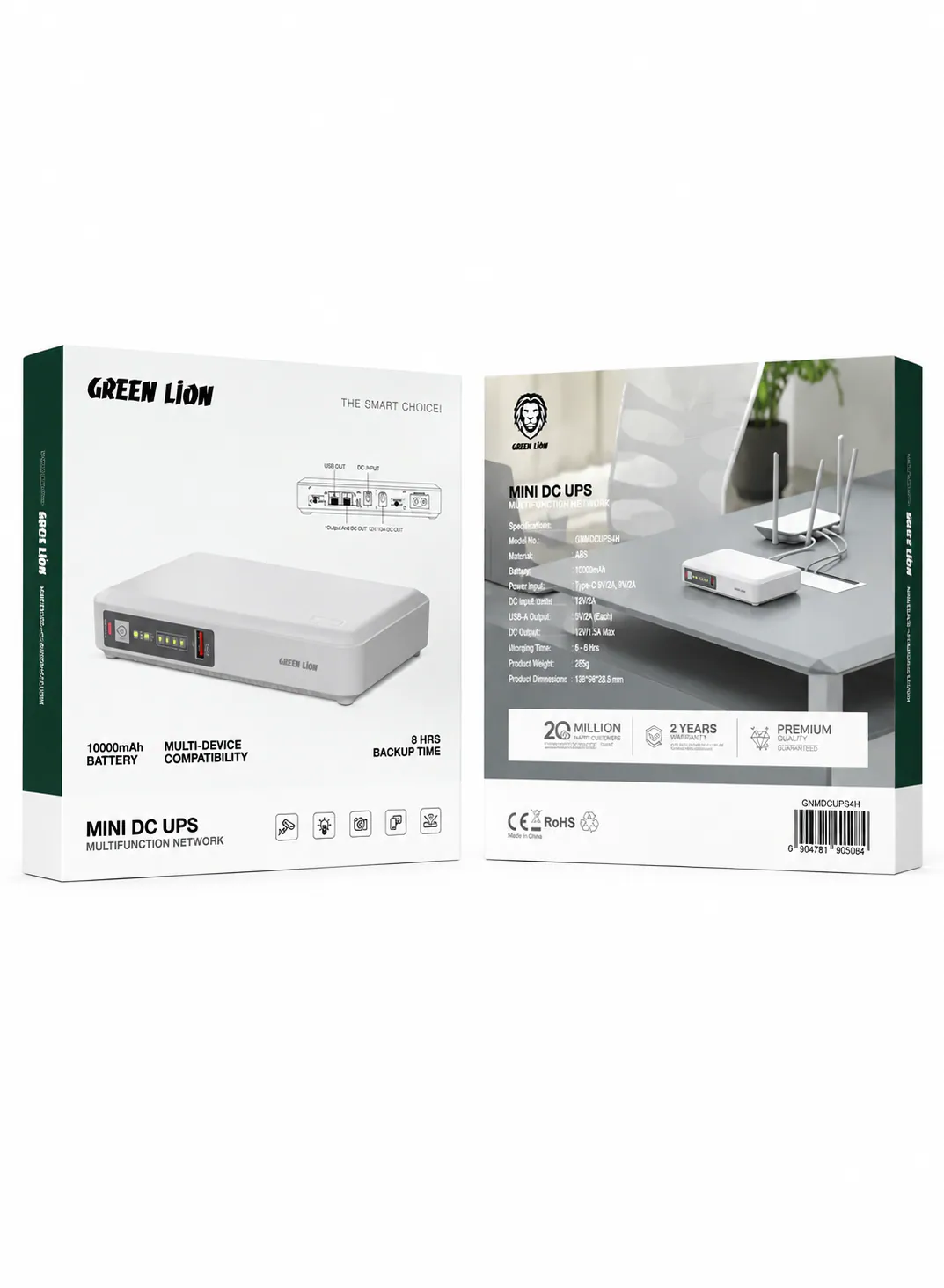 Green Lion 10000mAh Mini DC UPS for Network Devices – White 2