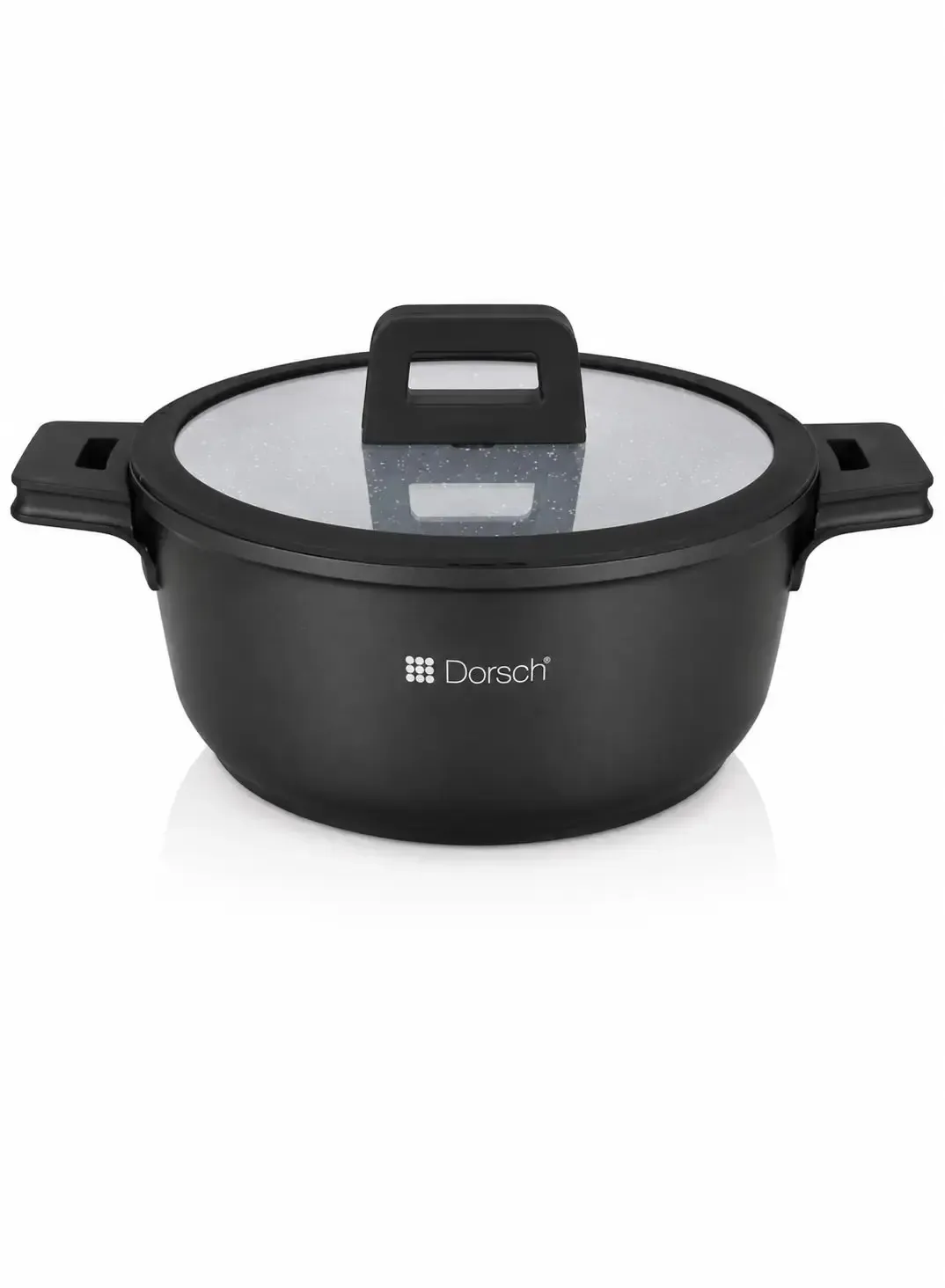 Dorsch Casserole Ø20cm – 2.1L | Marble Ceramic Non-Stick with Glass Lid