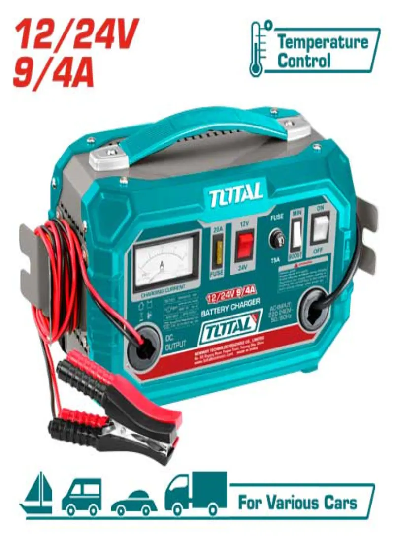 TOTAL 12/24V Battery Charger with 12A Boost Current