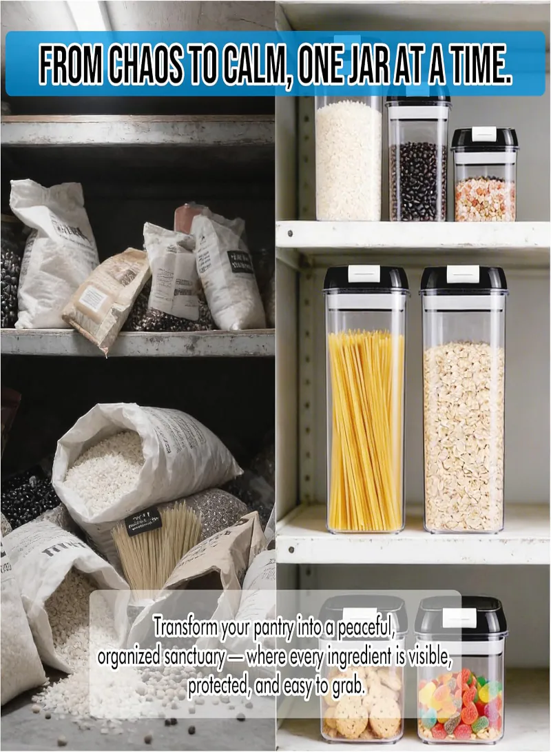 5-Piece Airtight Food Storage Containers Set – BPA-Free Kitchen & Pantry Organization Canisters with Lids for Cereal, Pasta, Flour, Sugar, Snacks & Dry Foods 4