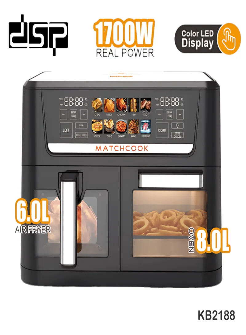 DSP KB2188 2-in-1 Oven Air Fryer Stack 1700W – Dual Cooking Oven + Air Fryer with 8L + 6L Capacity 5