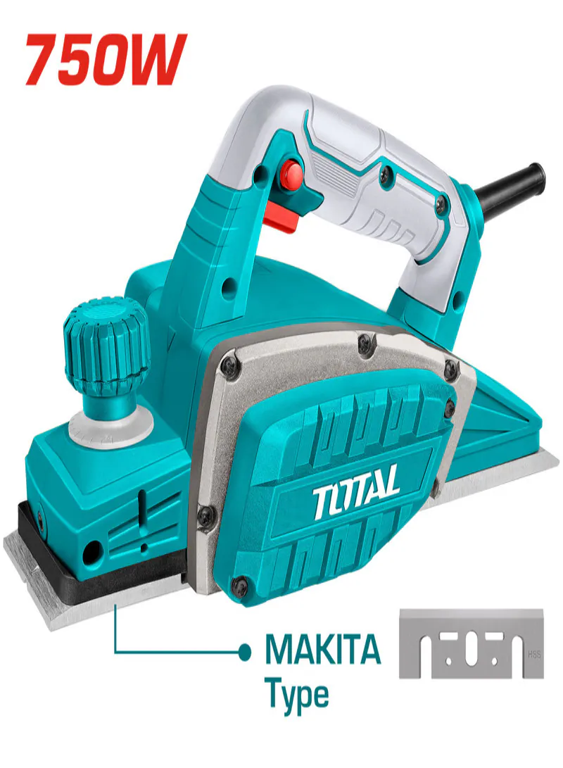 TOTAL 750W Electric Planer with Heavy-Duty Aluminium Base – 82mm