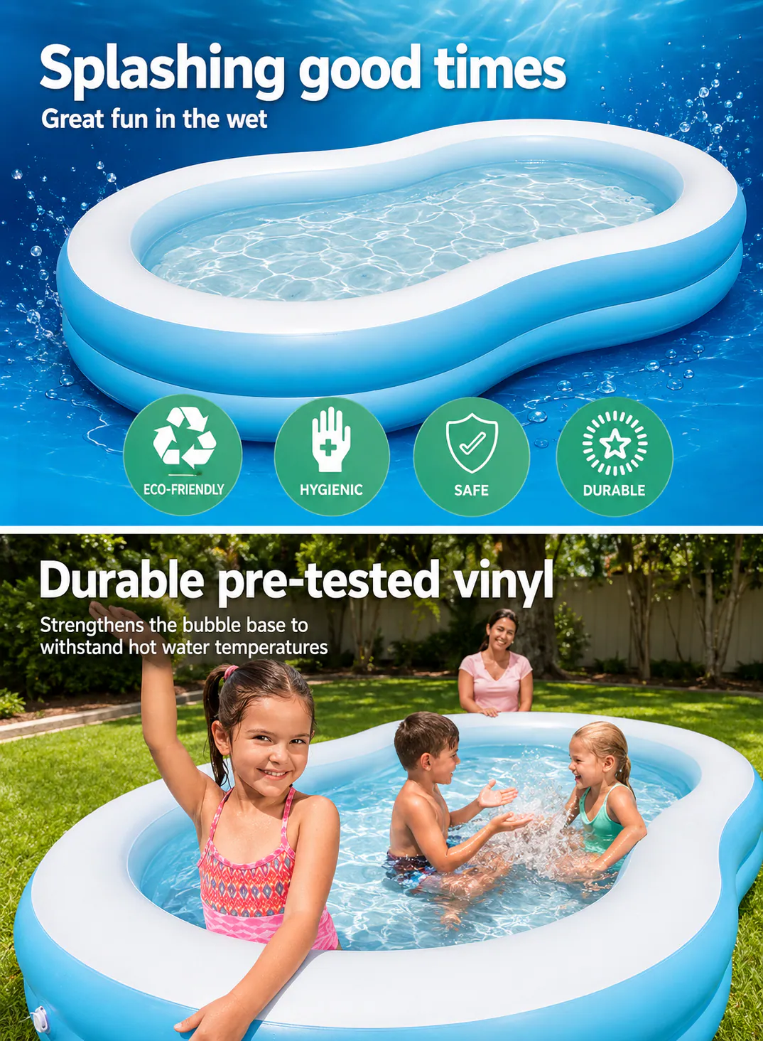 Bestway The Big Lagoon Family Inflatable Pool 2.62 × 1.57 × 0.46m, 544L – Multicolor (54117) 4