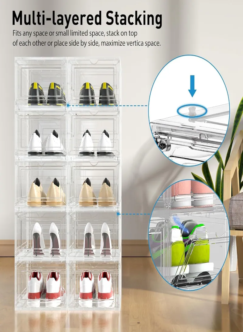 2-Pack Clear Stackable Shoe Storage Boxes – Heavy Duty Plastic Organizer 2