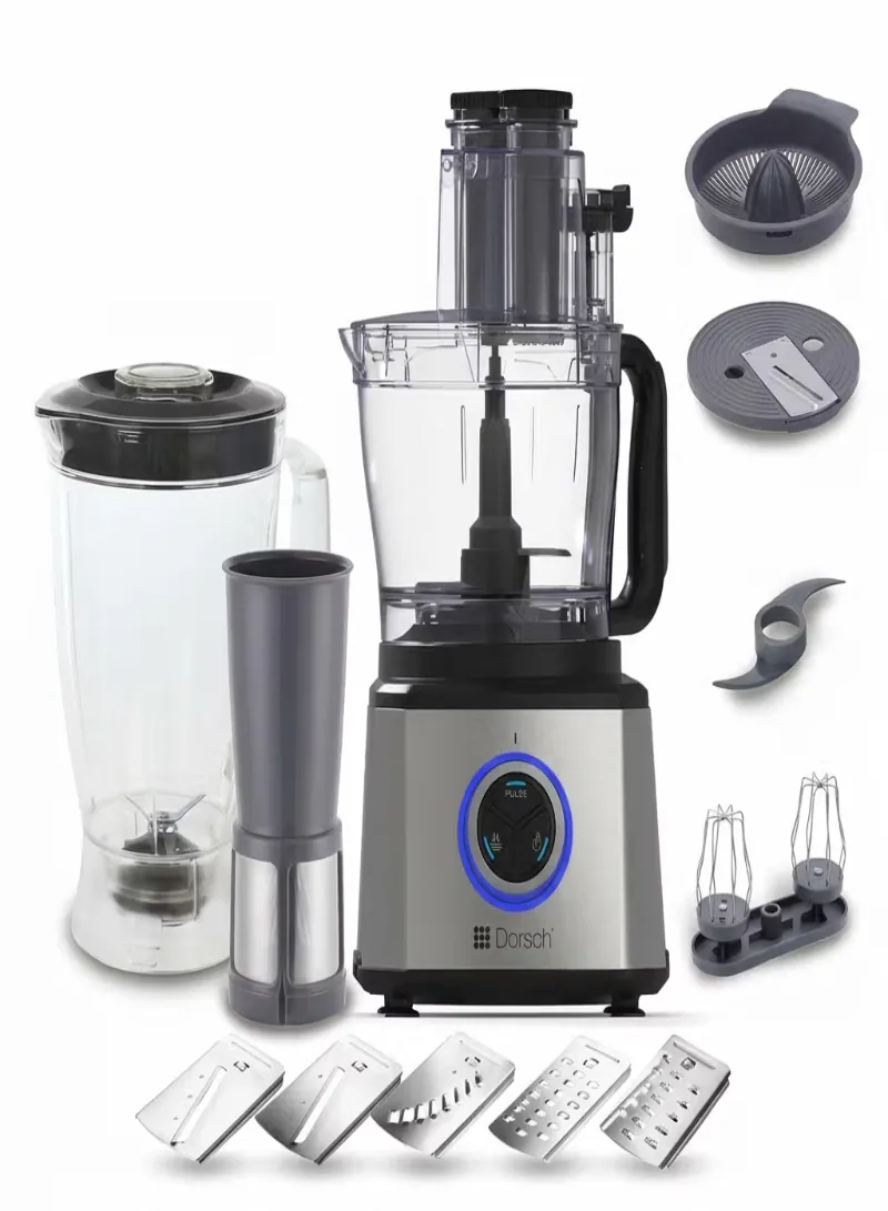 Dorsch Food Processor 1000W with 1.5L Blender Jug, Citrus Juicer & Multi-Function Attachments