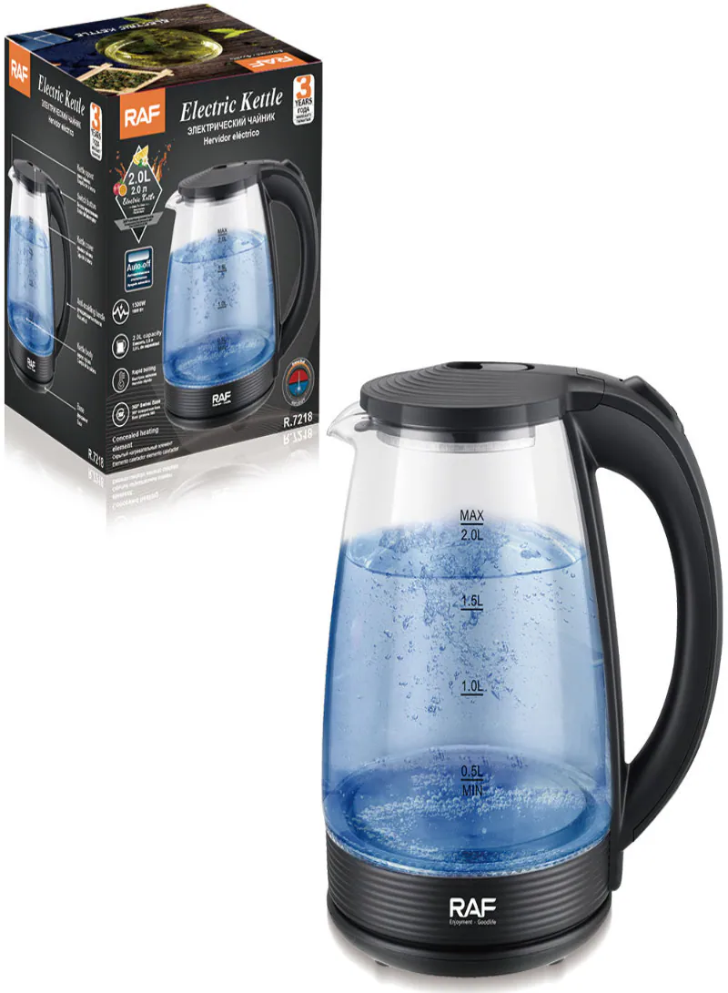 RAF 1500W Glass Electric Kettle – 2L Family Size Fast Boiling Water Boiler 3