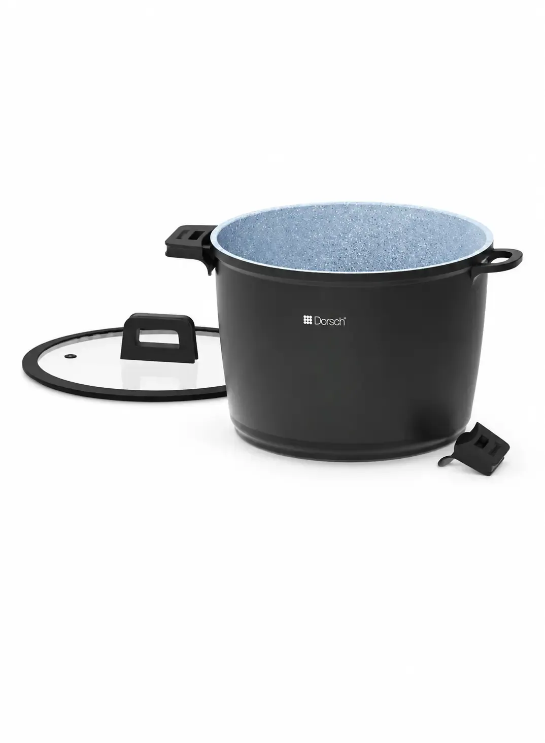 Dorsch Stock Pot 24cm | Marble Ceramic Non-Stick with Glass Lid