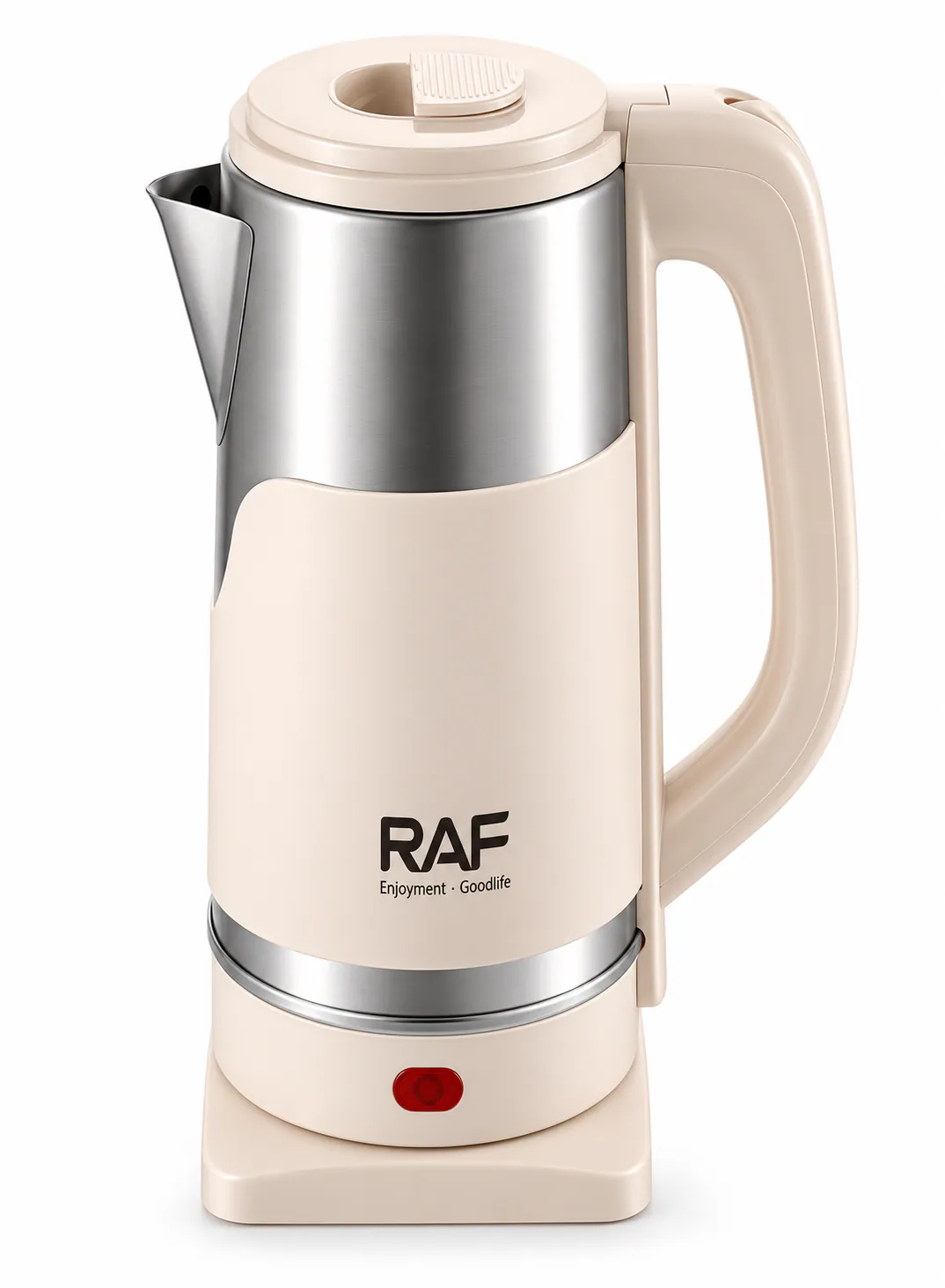غلاية كهربائية RAF سعة 1.5 لتر – غلاية ستانلس ستيل بقوة 1500W مع إيقاف تلقائي وقاعدة دوارة 360°