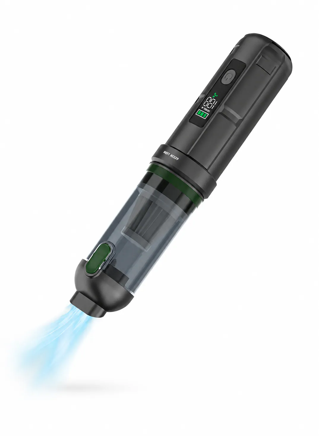 مكنسة Green Lion GLV-15 ‏3 في 1 مع منفاخ هواء وAir Duster بقوة شفط 15kPa وسرعة 100,000 دورة/دقيقة – رمادي / أسود