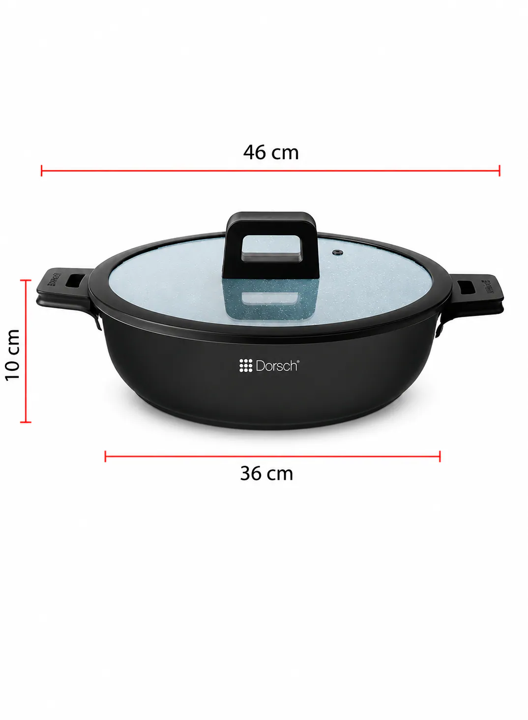 Dorsch Low Casserole Ø36cm | Marble Ceramic Non-Stick with Glass Lid 2