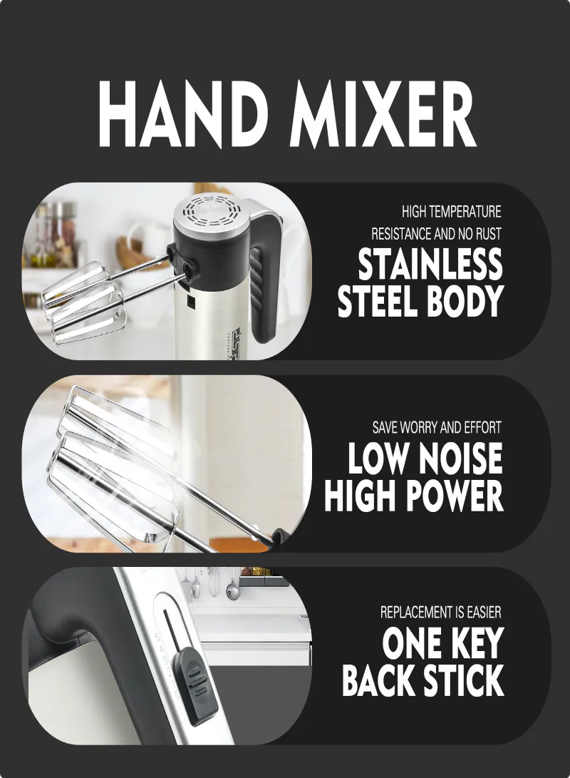 DSP KM2078 Electric Hand Mixer with Base – 400W Multi-Function 5-Speed Mixer 9