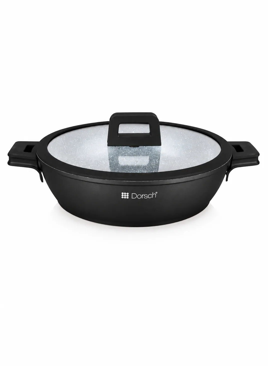 Dorsch Low Casserole Ø32cm | Marble Ceramic Non-Stick with Glass Lid