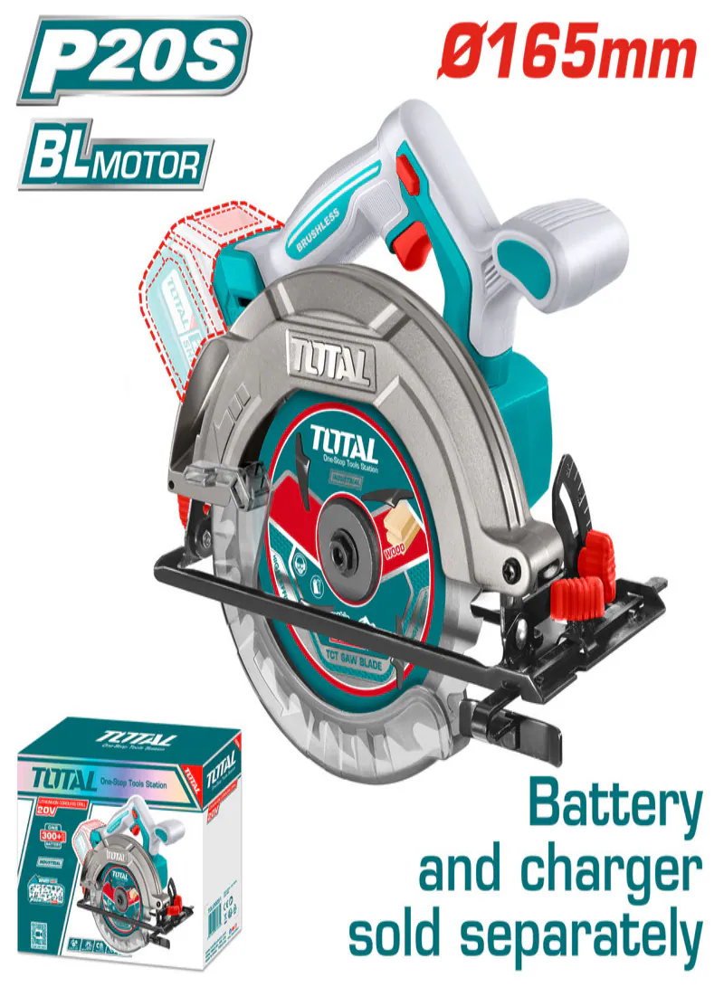 Total 20V Brushless Cordless Circular Saw 165mm (Tool Only)