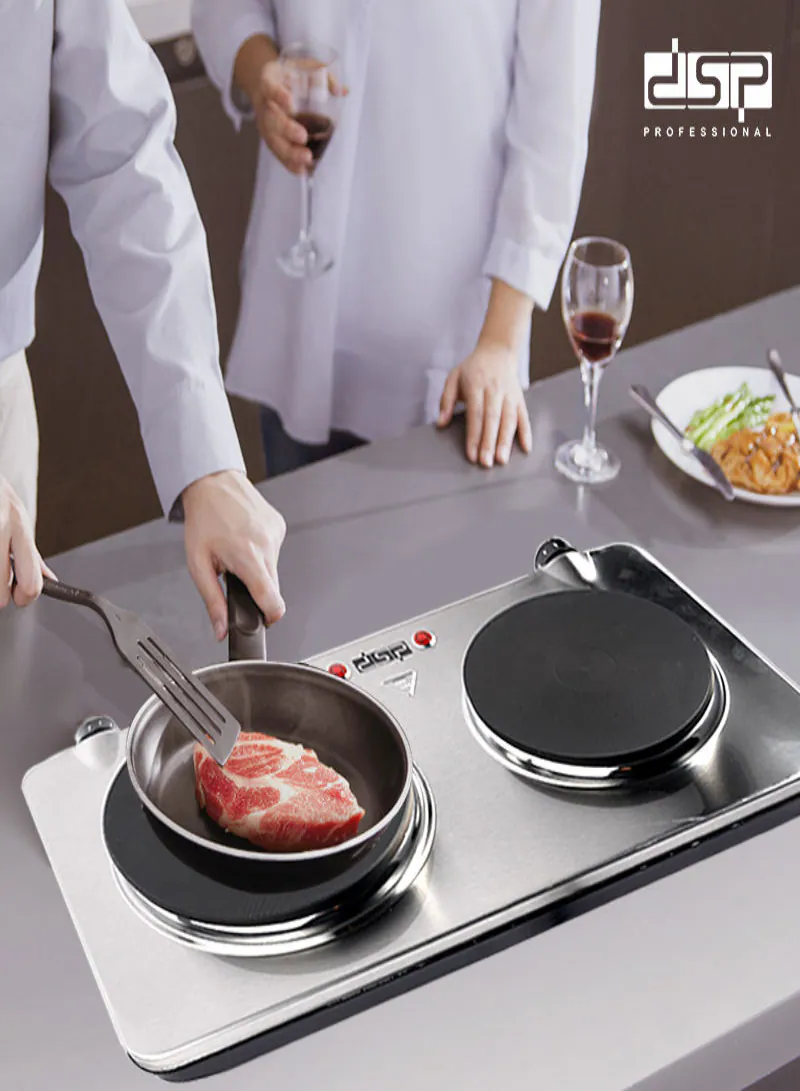 DSP KD4050 Double Burner Electric Hot Plate – Portable Stainless Steel Stove with Adjustable Temperature 3