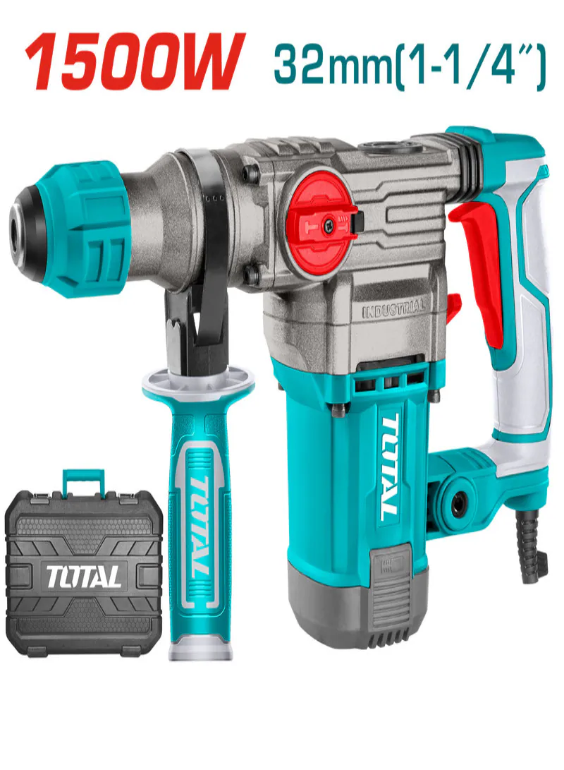 TOTAL 1500W Rotary Hammer Drill – SDS Plus Drill & Demolition Hammer with 5.5J Impact Energy