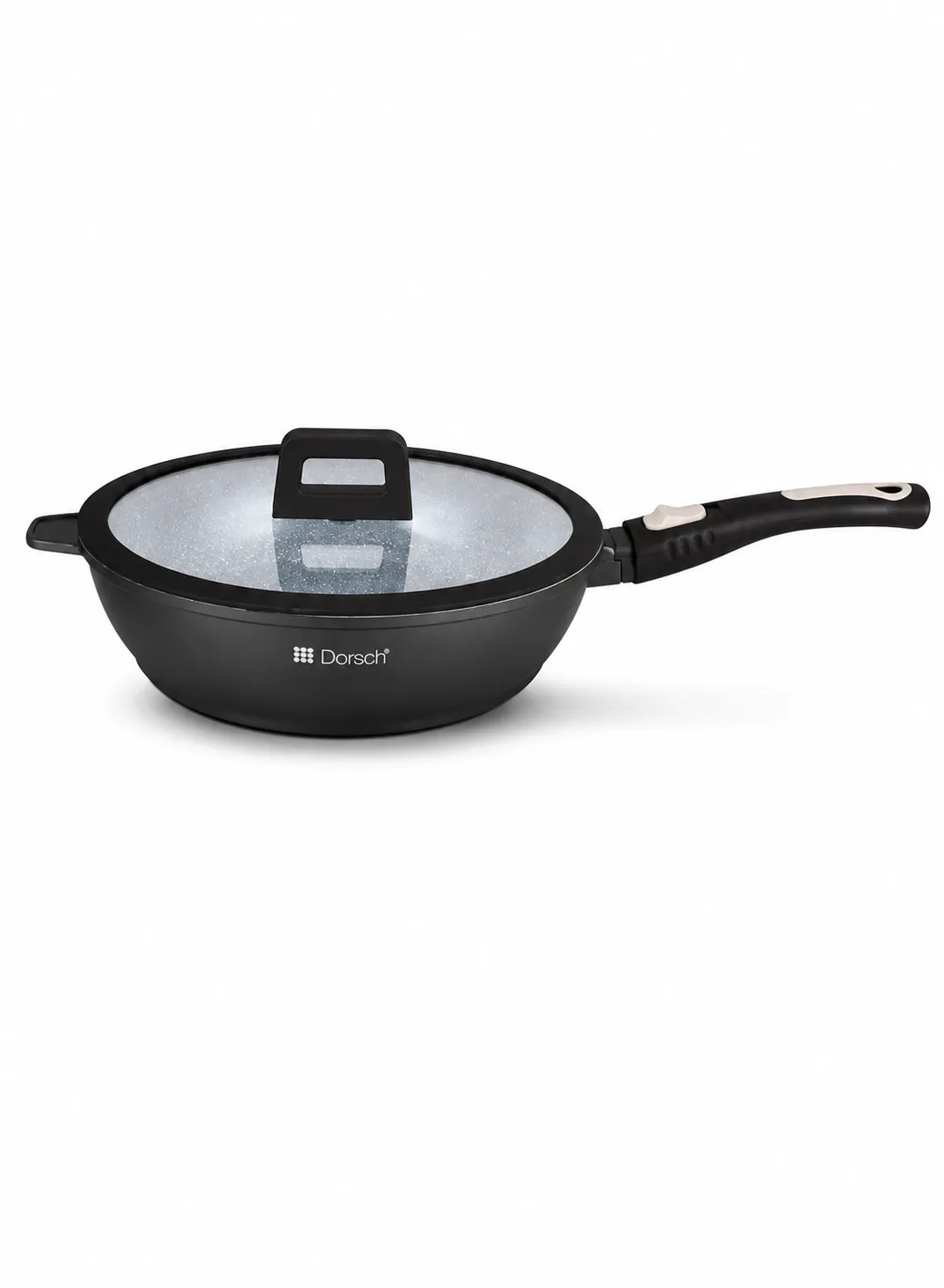 Dorsch Deep Fry Pan Ø28cm | Marble Ceramic Non-Stick with Glass Lid