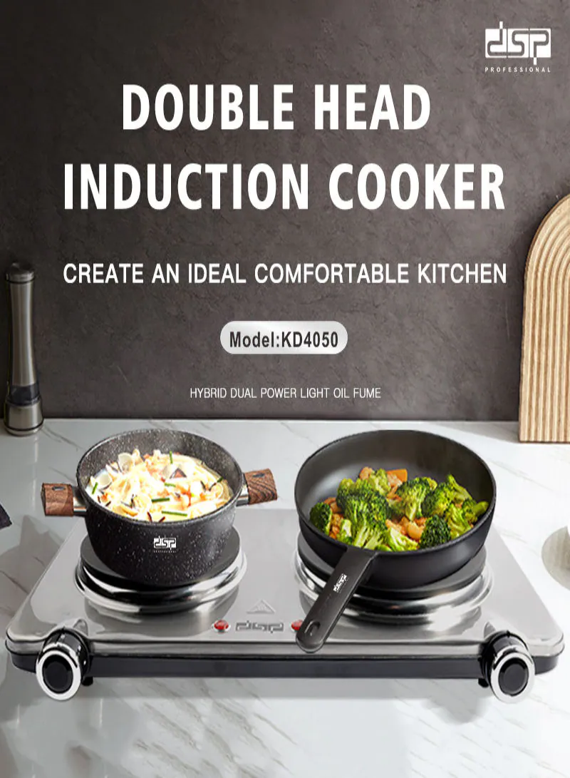 DSP KD4050 Double Burner Electric Hot Plate – Portable Stainless Steel Stove with Adjustable Temperature 6