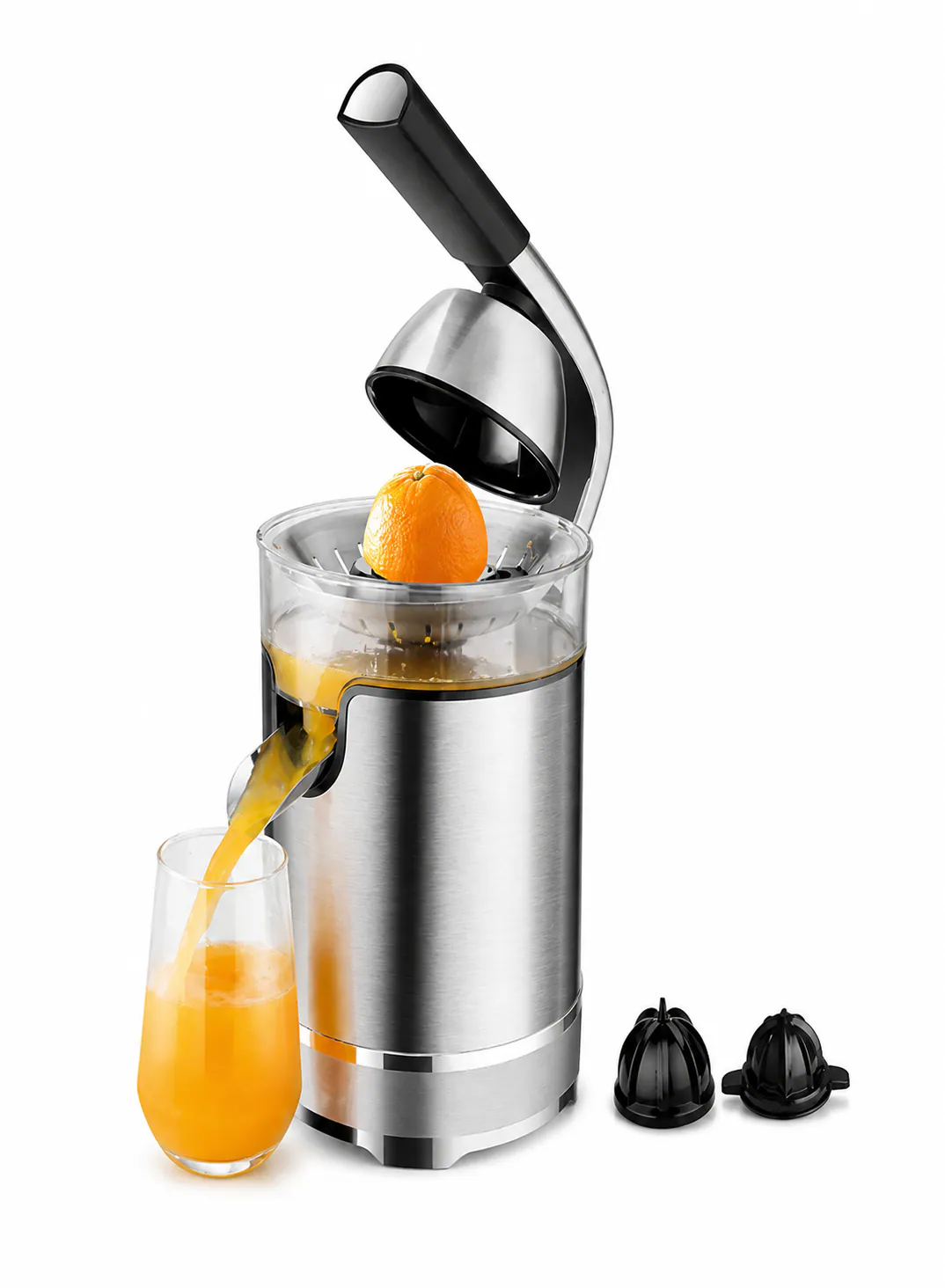DSP KJ1084 Stainless Steel Citrus Juicer – 350W Electric Juicer with 300ml Capacity & 2 Press Cones