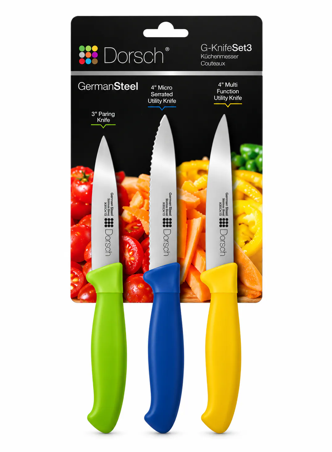 Dorsch Colorful Sharp Knife Set – 3 Pieces