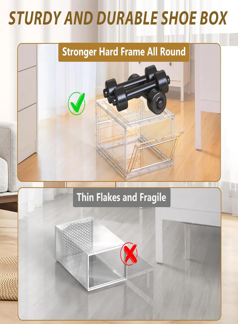 2-Pack Clear Stackable Shoe Storage Boxes – Heavy Duty Plastic Organizer 4