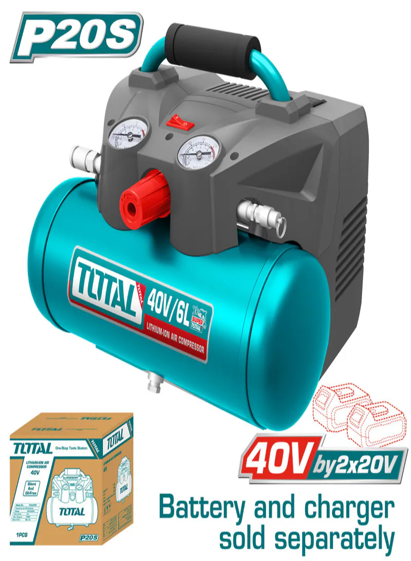 Total 40V (2×20V) Cordless Air Compressor 6L (Tool Only)