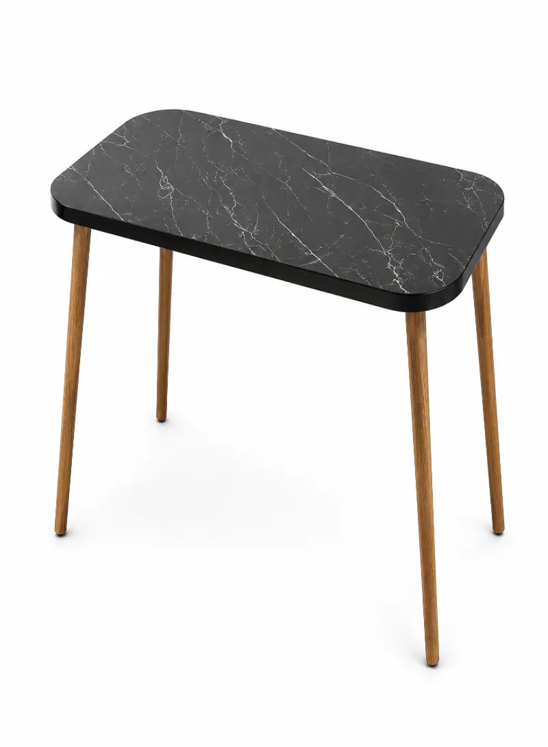 Center Table & 3 Nesting Tables Combination – 4-Piece Coffee Table Set with Modern Marble-Effect Top ( Black ) 3