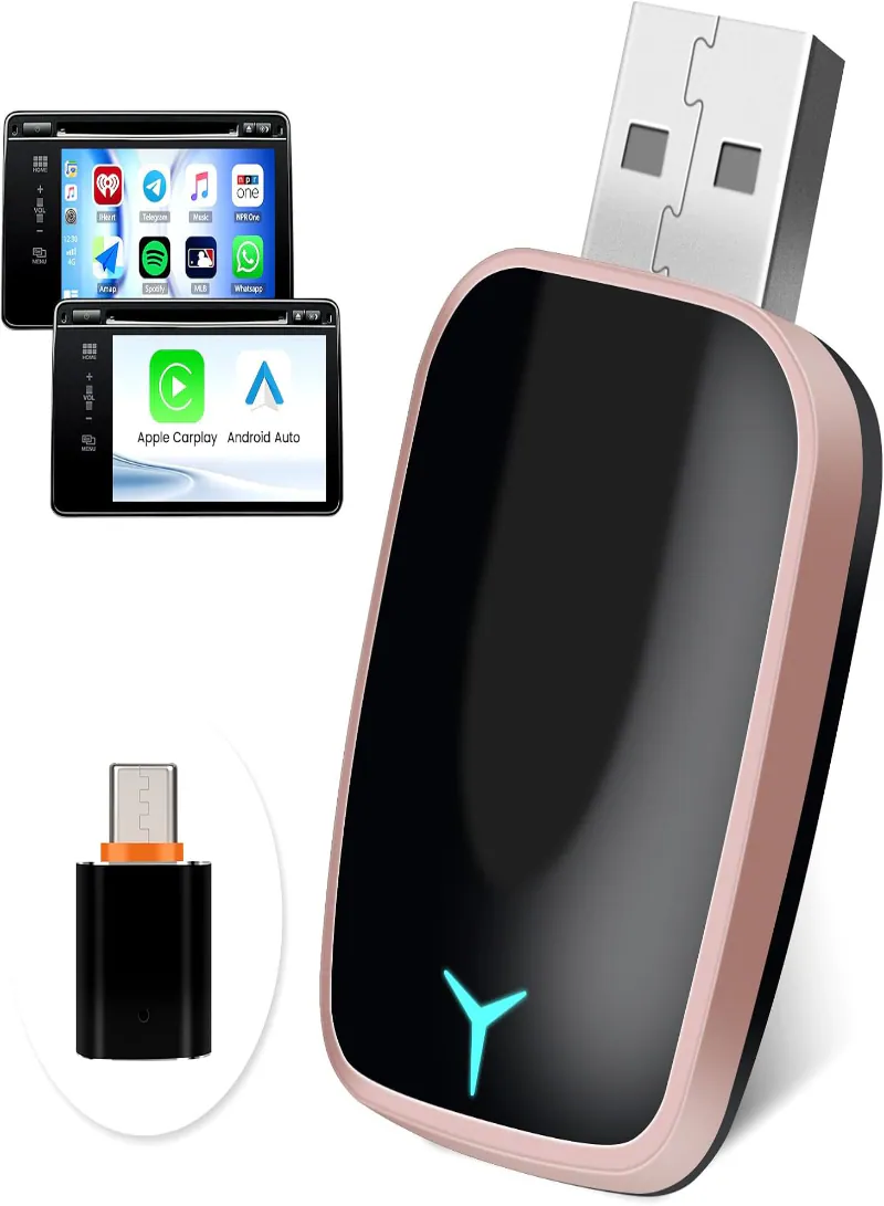 2-in-1 Wireless CarPlay & Android Auto Adapter – Plug & Play Dongle for Wired to Wireless Car Connection