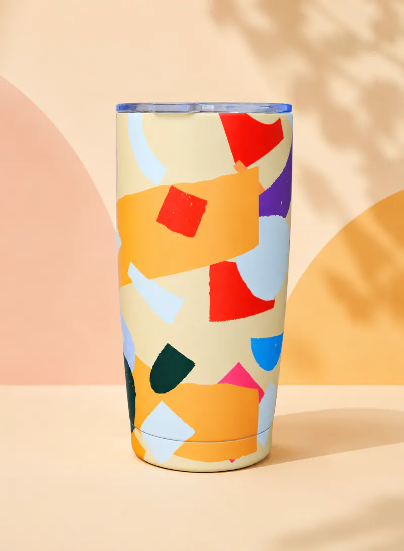 Stainless Steel Insulated Travel Tumbler – Modern Abstract Design Coffee Cup for Hot & Cold Drinks