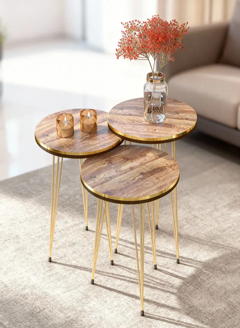EleganceNest Trio Nesting Side Table Set – Modern 3-Piece Round Accent Tables